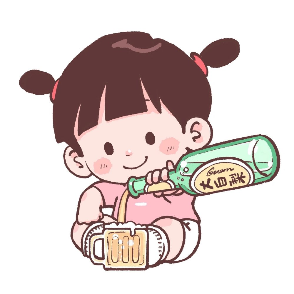 零食吃货女孩卡通头像，饮料、旺仔、高粱饴、养乐多、大白兔_5