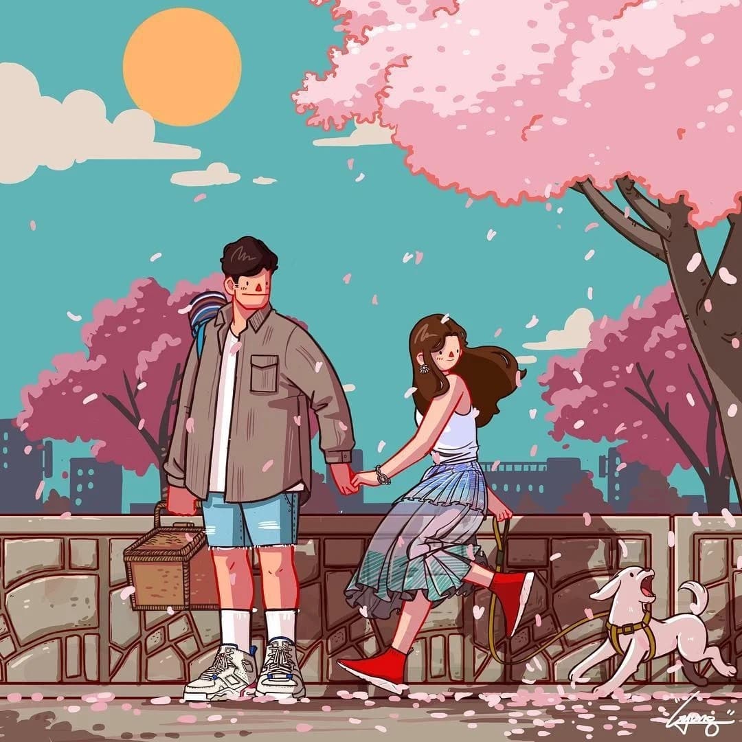 二次元情侣男女的生活秀恩爱的图片_5