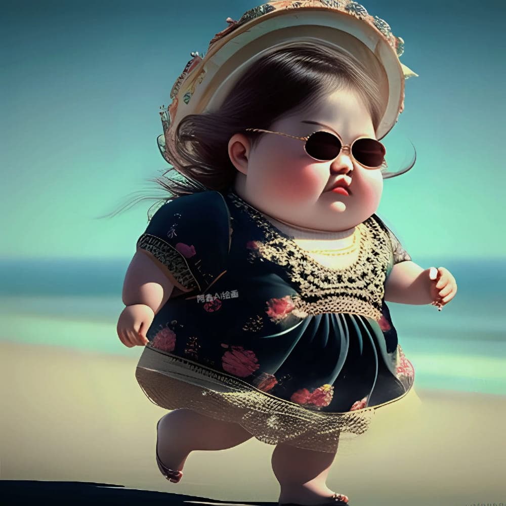 网上最火的小胖妞头像,Ai小胖妞微信头像图片_24