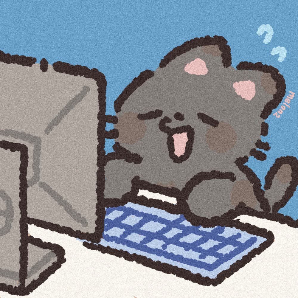 打工猫和学习猫 猫咪插画头像_1