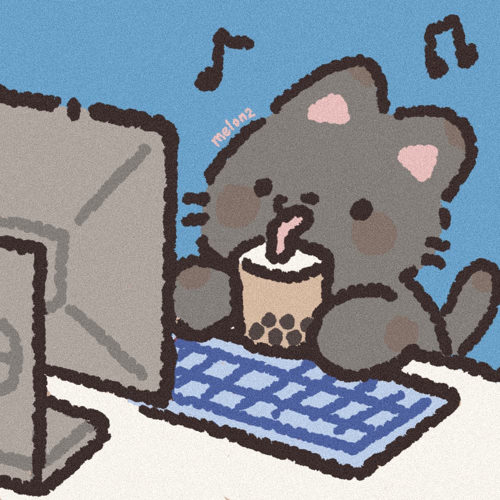 打工猫和学习猫 猫咪插画头像_2