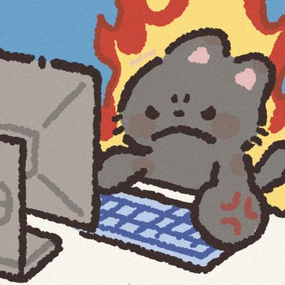 打工猫和学习猫 猫咪插画头像