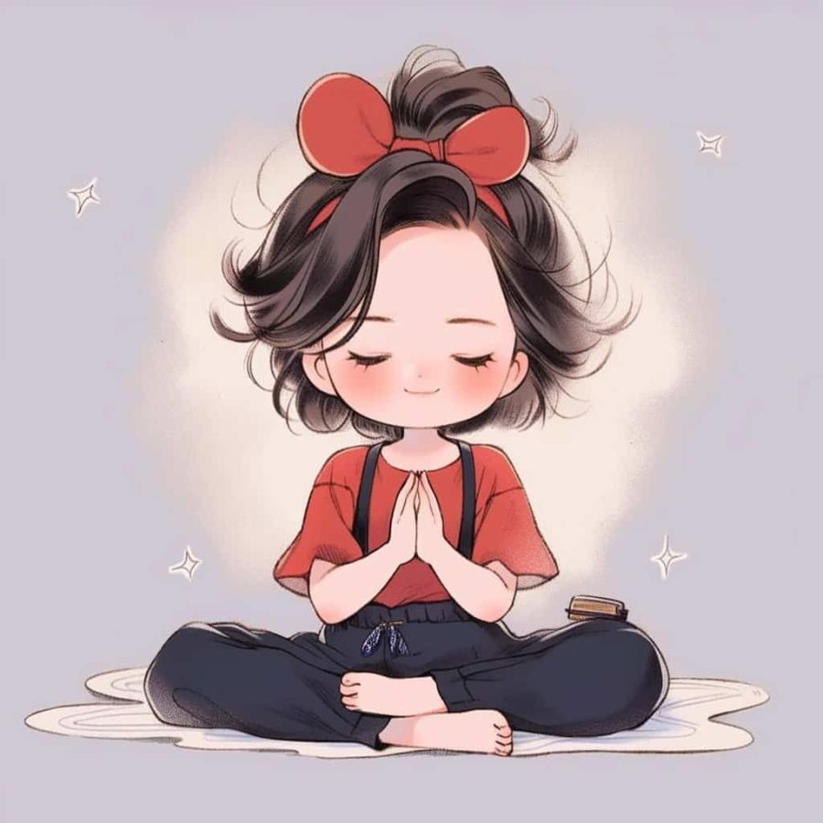 佛系少女不容易撞又很治愈的女生头像 AI绘画旧漫可爱女孩头像_5