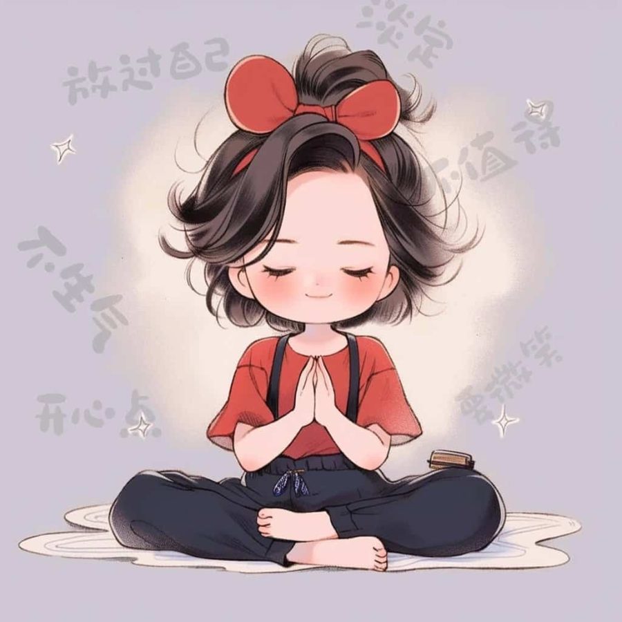 佛系少女不容易撞又很治愈的女生头像 AI绘画旧漫可爱女孩头像_6