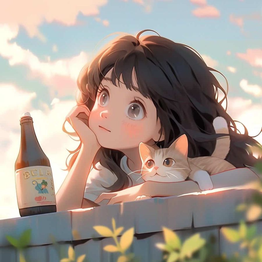 治愈系女孩和猫可爱女生头像 温柔旧漫多色闺蜜头像_5