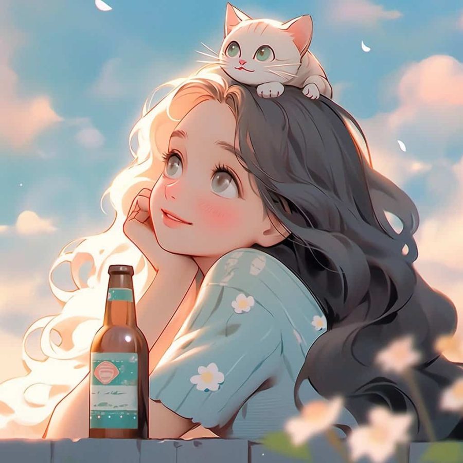 治愈系女孩和猫可爱女生头像 温柔旧漫多色闺蜜头像_6