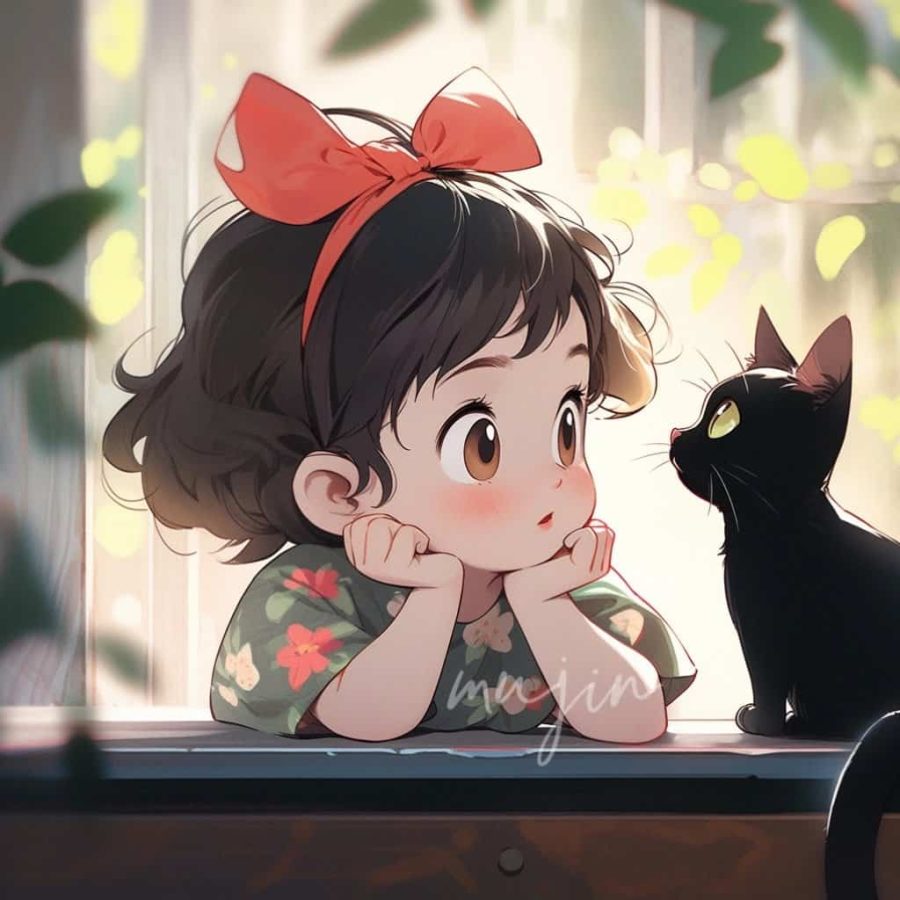 治愈系女孩和猫可爱女生头像 温柔旧漫多色闺蜜头像_9