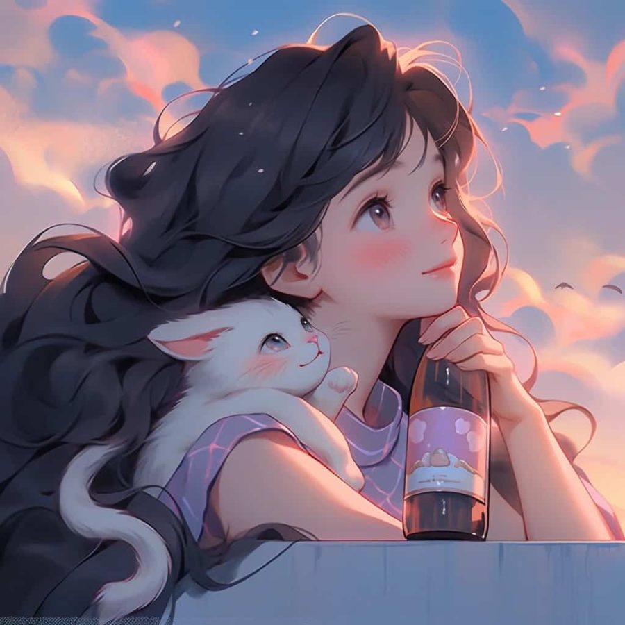 治愈系女孩和猫可爱女生头像 温柔旧漫多色闺蜜头像_14
