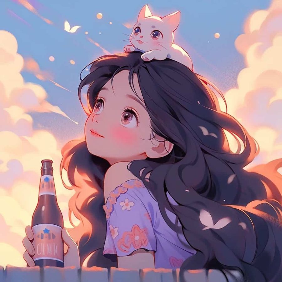 治愈系女孩和猫可爱女生头像 温柔旧漫多色闺蜜头像_15