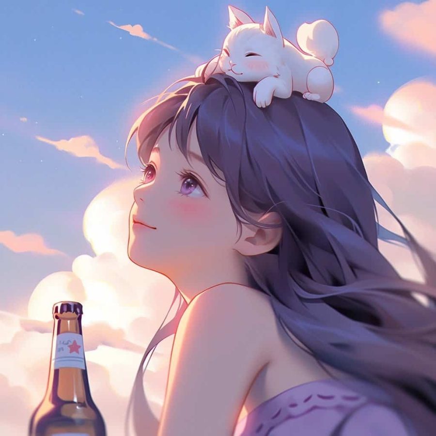 治愈系女孩和猫可爱女生头像 温柔旧漫多色闺蜜头像_16
