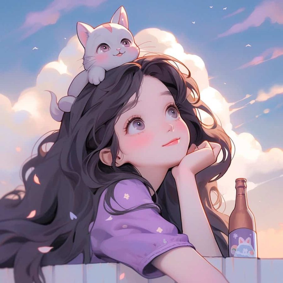 治愈系女孩和猫可爱女生头像 温柔旧漫多色闺蜜头像_18