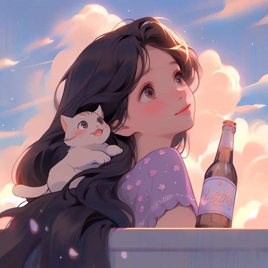 治愈系女孩和猫可爱女生头像 温柔旧漫多色闺蜜头像_19