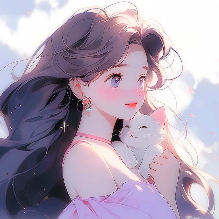 治愈系女孩和猫可爱女生头像 温柔旧漫多色闺蜜头像_20