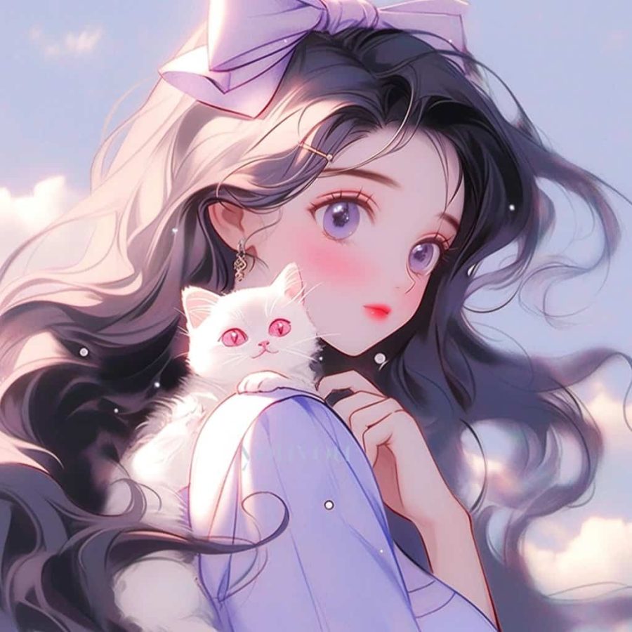 治愈系女孩和猫可爱女生头像 温柔旧漫多色闺蜜头像_21