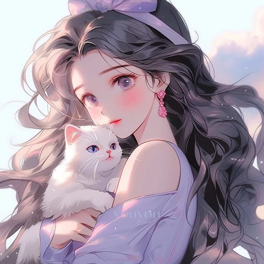 治愈系女孩和猫可爱女生头像 温柔旧漫多色闺蜜头像_24
