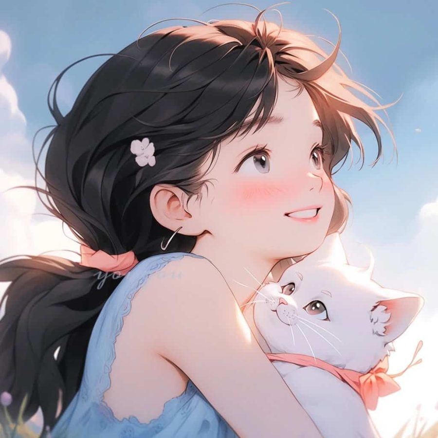 治愈系女孩和猫可爱女生头像 温柔旧漫多色闺蜜头像_25