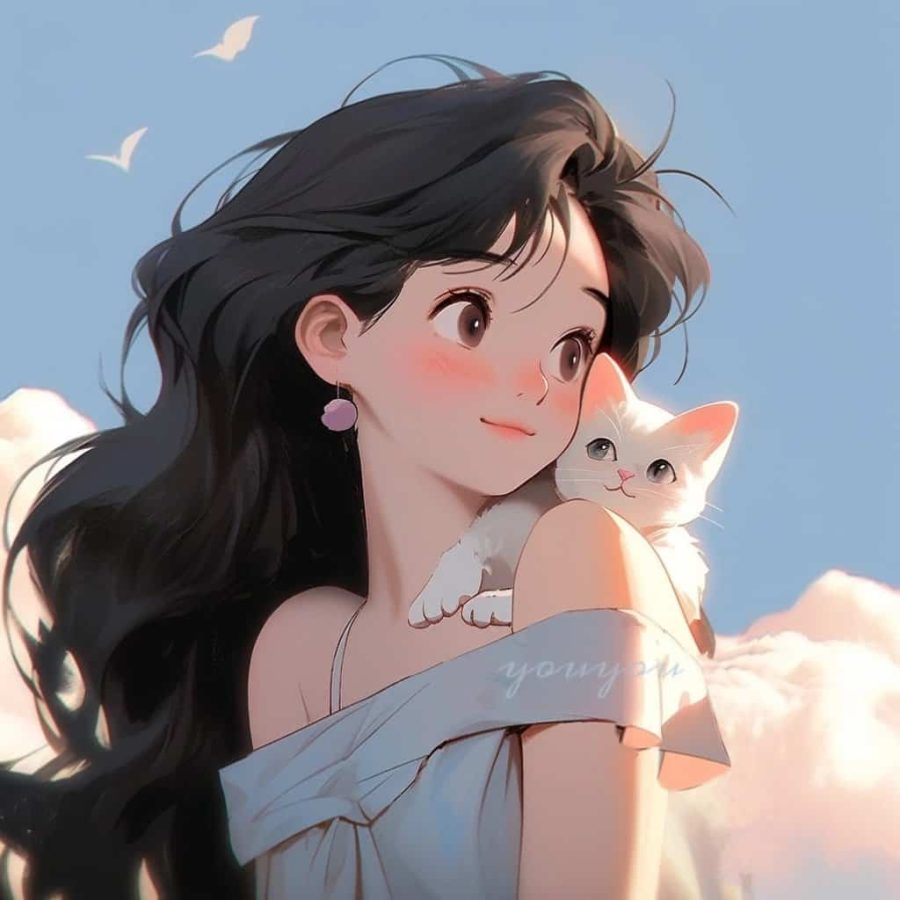 治愈系女孩和猫可爱女生头像 温柔旧漫多色闺蜜头像_26