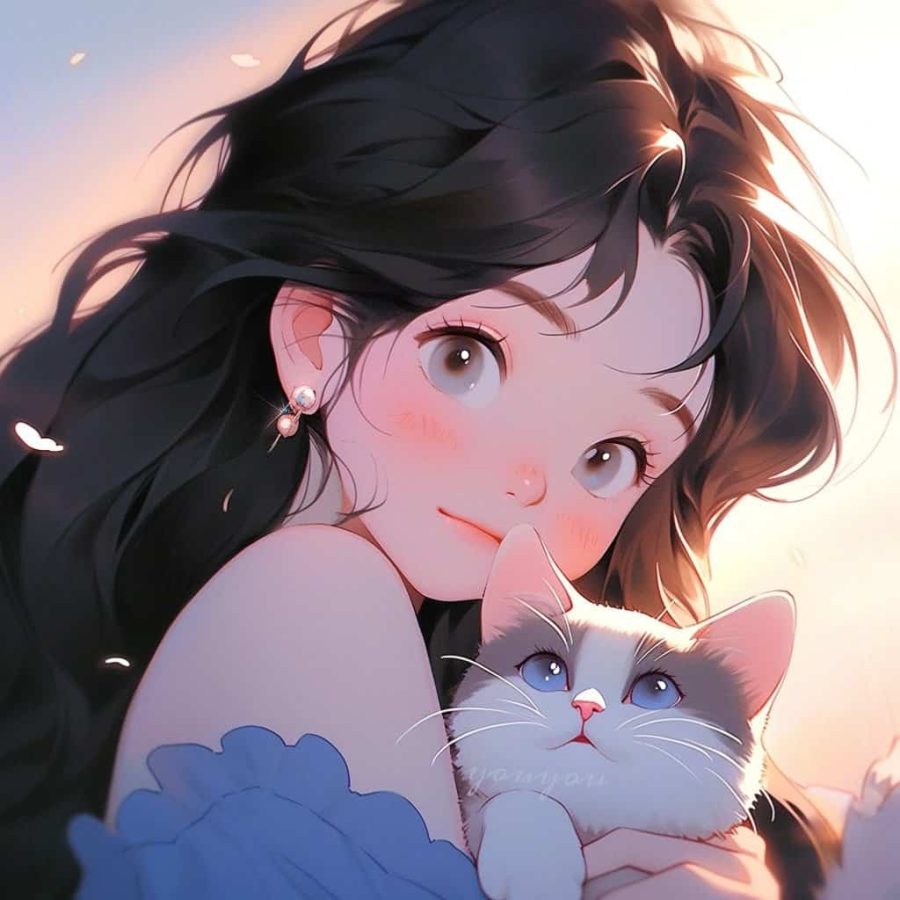 治愈系女孩和猫可爱女生头像 温柔旧漫多色闺蜜头像_27