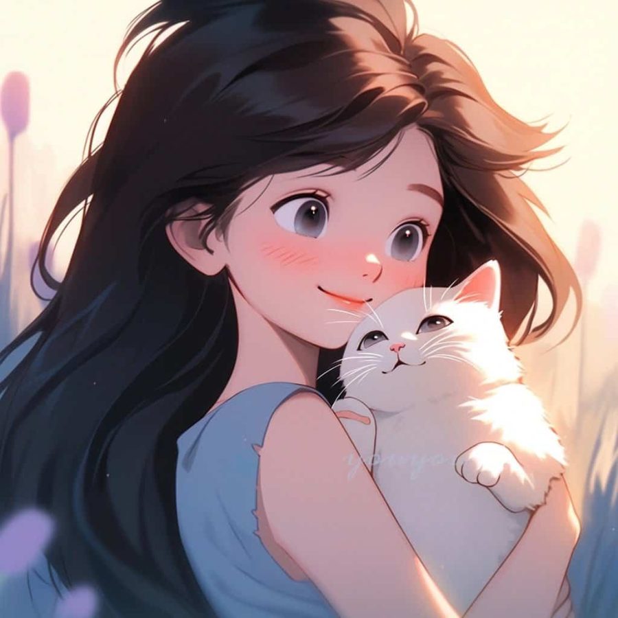 治愈系女孩和猫可爱女生头像 温柔旧漫多色闺蜜头像_28