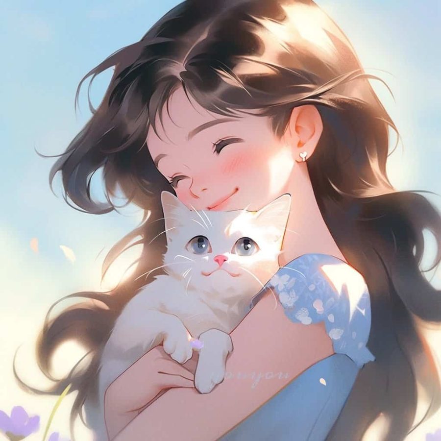 治愈系女孩和猫可爱女生头像 温柔旧漫多色闺蜜头像_29