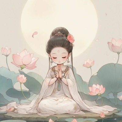 清新脱俗佛系女生头像 AI绘画国画古风治愈系卡通温柔女孩头像