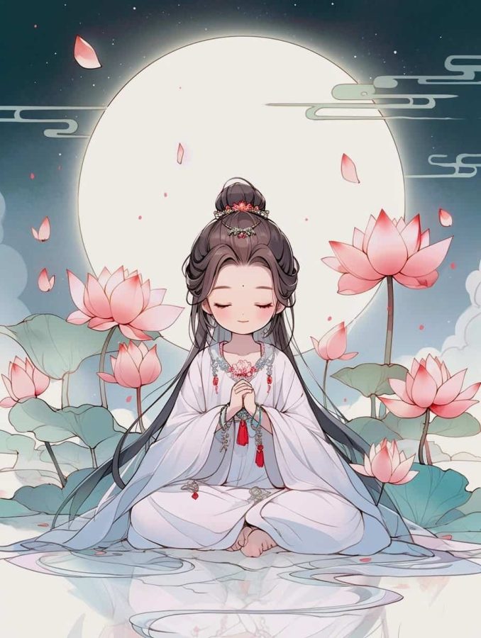 清新脱俗佛系女生头像 AI绘画国画古风治愈系卡通温柔女孩头像_30