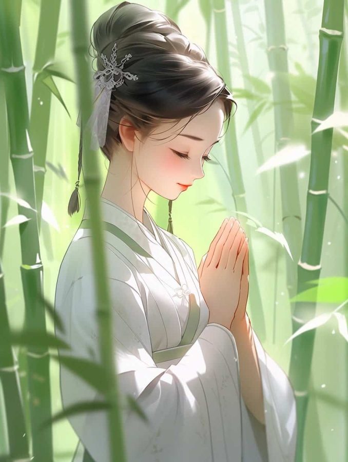 清新脱俗佛系女生头像 AI绘画国画古风治愈系卡通温柔女孩头像_11