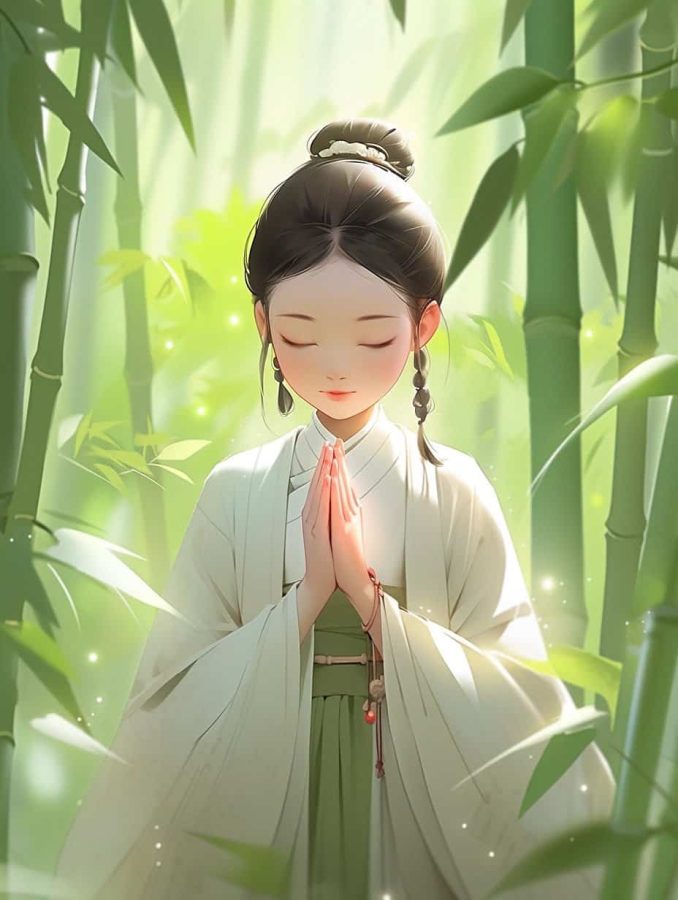 清新脱俗佛系女生头像 AI绘画国画古风治愈系卡通温柔女孩头像_12