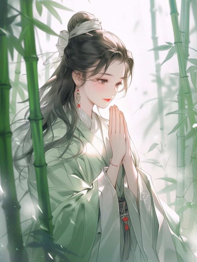 清新脱俗佛系女生头像 AI绘画国画古风治愈系卡通温柔女孩头像_13