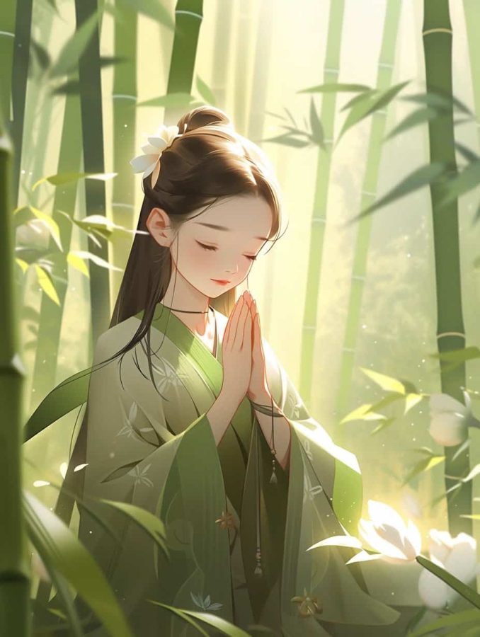 清新脱俗佛系女生头像 AI绘画国画古风治愈系卡通温柔女孩头像_15