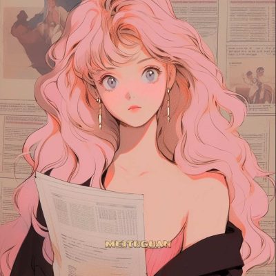 旧漫性感长卷发美女复古港风情侣头像 AI绘制粉色系一人一张情头