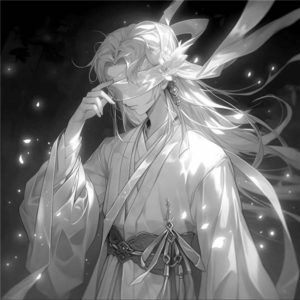 黑灰色系CP情侣头像一人一半动漫黑白_18