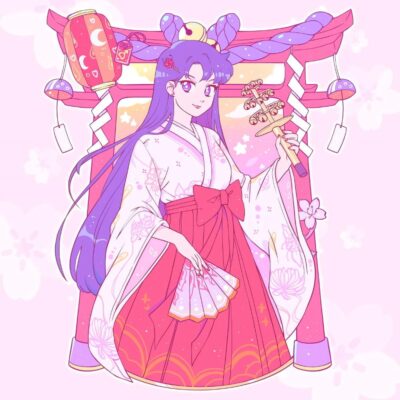 美少女战士穿和服头像，月野兔、水野亚美、火野丽