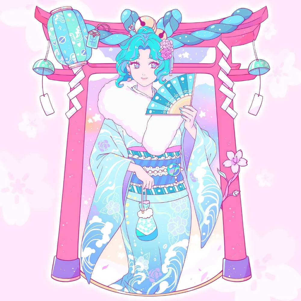 美少女战士穿和服头像，月野兔、水野亚美、火野丽_11