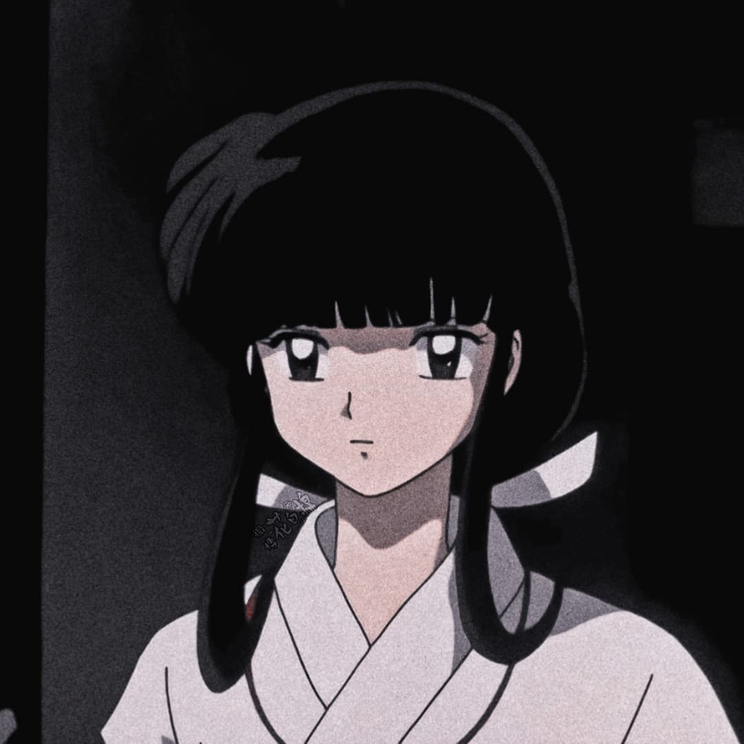 犬夜叉 桔梗 白月光 黑色系女生动漫头像_6