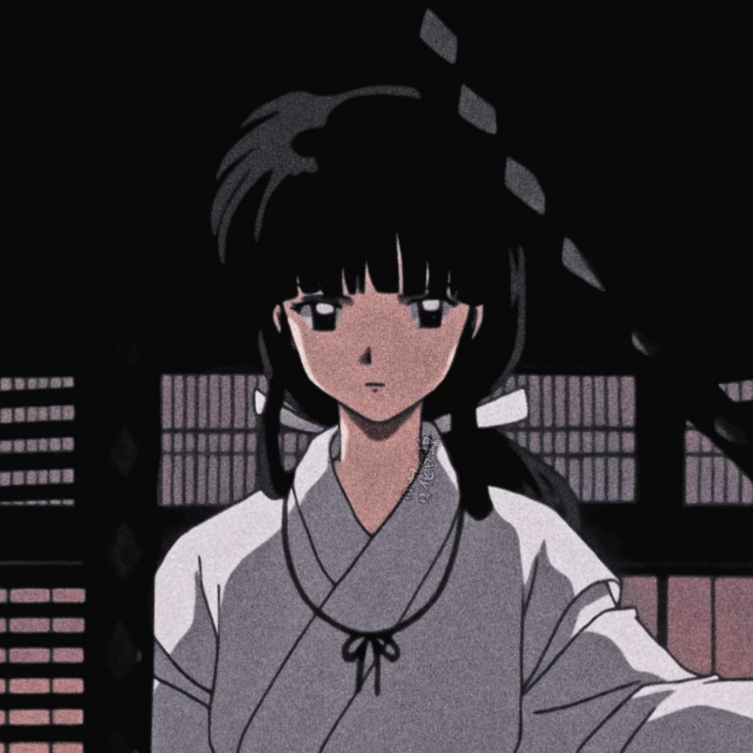 犬夜叉 桔梗 白月光 黑色系女生动漫头像_9