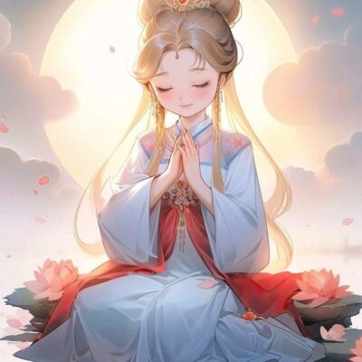 古风佛系清冷治愈感女生头像 AI绘画幸运彩虹女孩头像