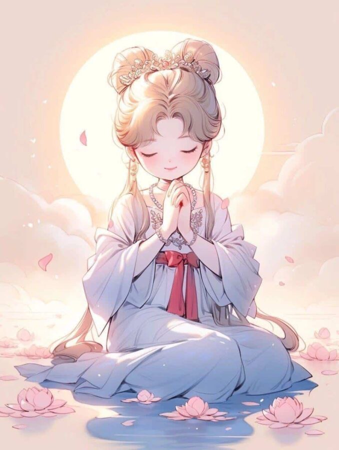 古风佛系清冷治愈感女生头像 AI绘画幸运彩虹女孩头像_9