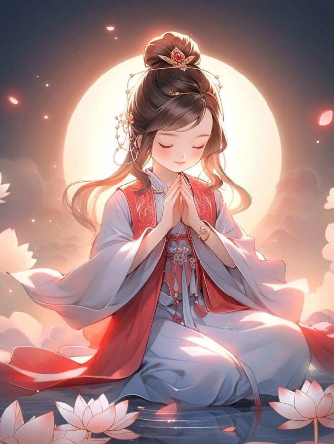 古风佛系清冷治愈感女生头像 AI绘画幸运彩虹女孩头像_10