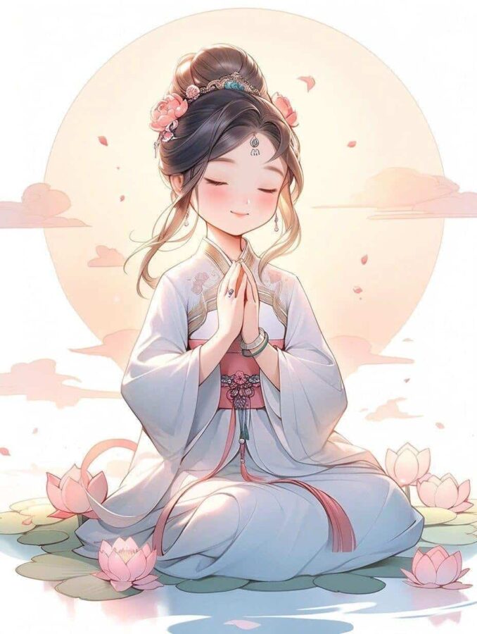 古风佛系清冷治愈感女生头像 AI绘画幸运彩虹女孩头像_12