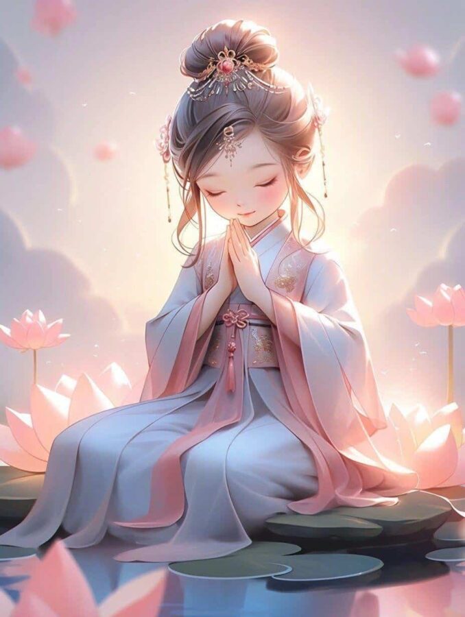 古风佛系清冷治愈感女生头像 AI绘画幸运彩虹女孩头像_14