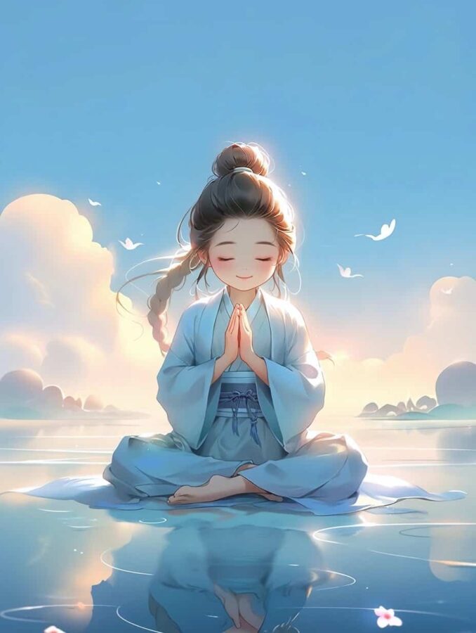 古风佛系清冷治愈感女生头像 AI绘画幸运彩虹女孩头像_16