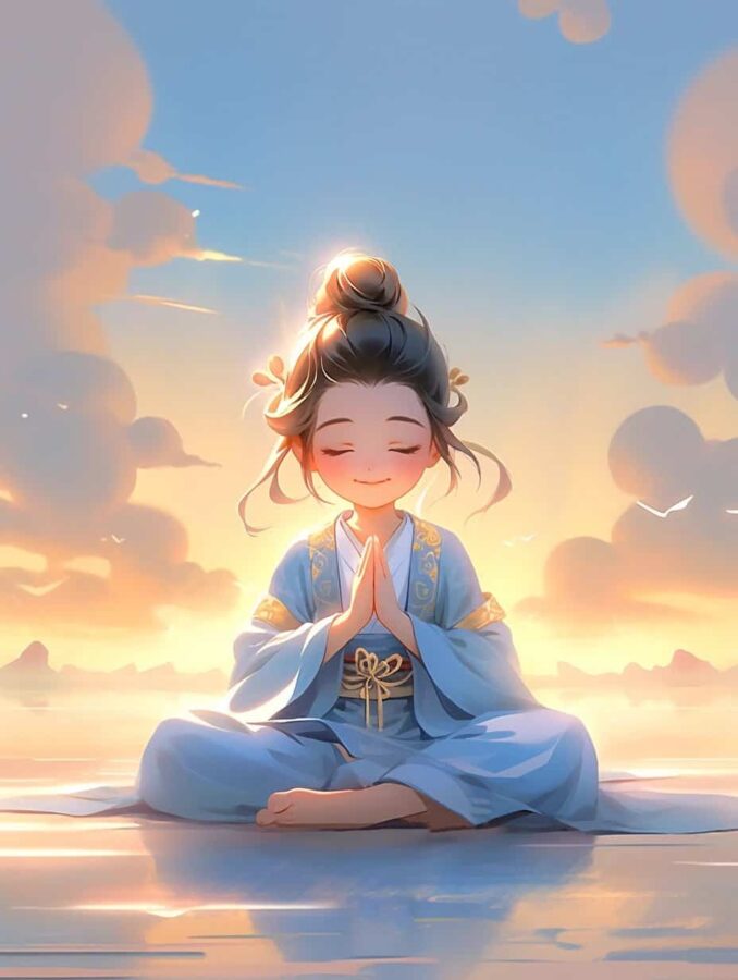 古风佛系清冷治愈感女生头像 AI绘画幸运彩虹女孩头像_19