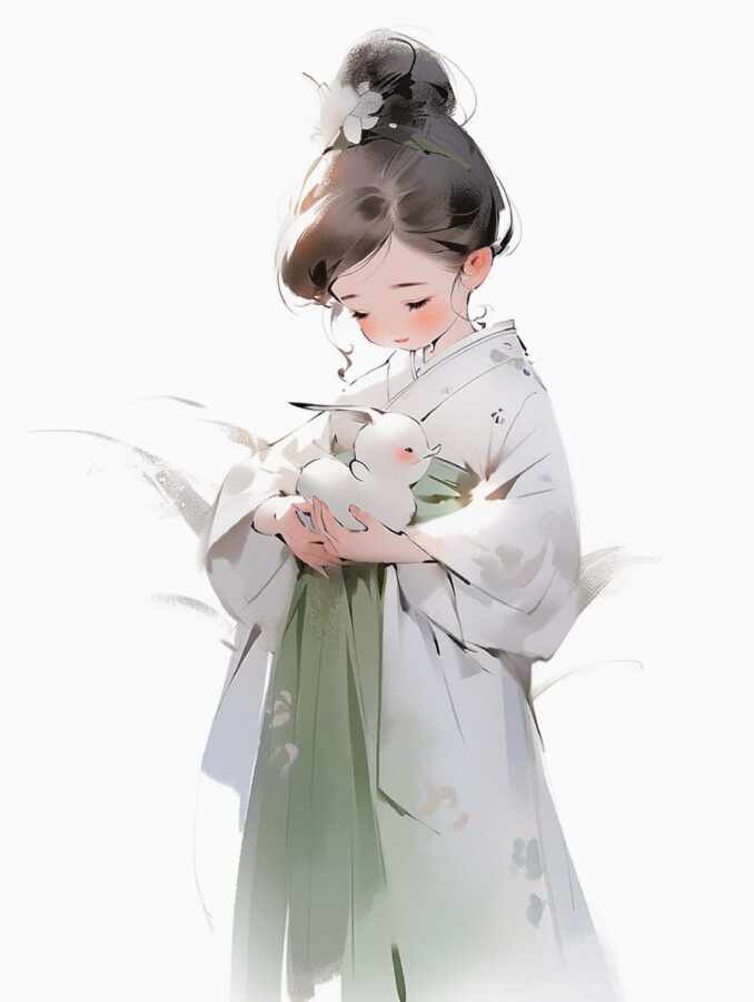 古风佛系清冷治愈感女生头像 AI绘画幸运彩虹女孩头像_22
