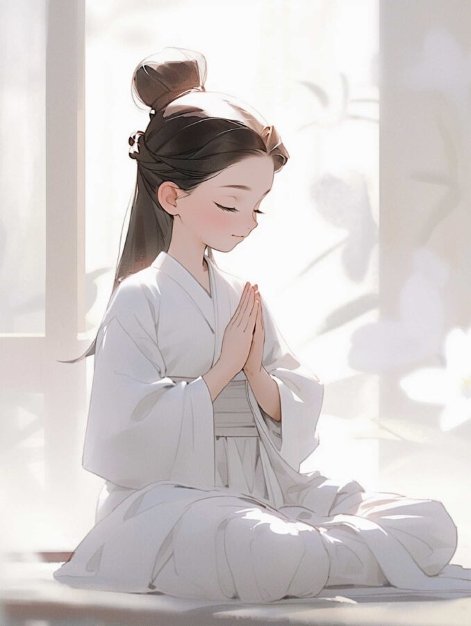 古风佛系清冷治愈感女生头像 AI绘画幸运彩虹女孩头像_23