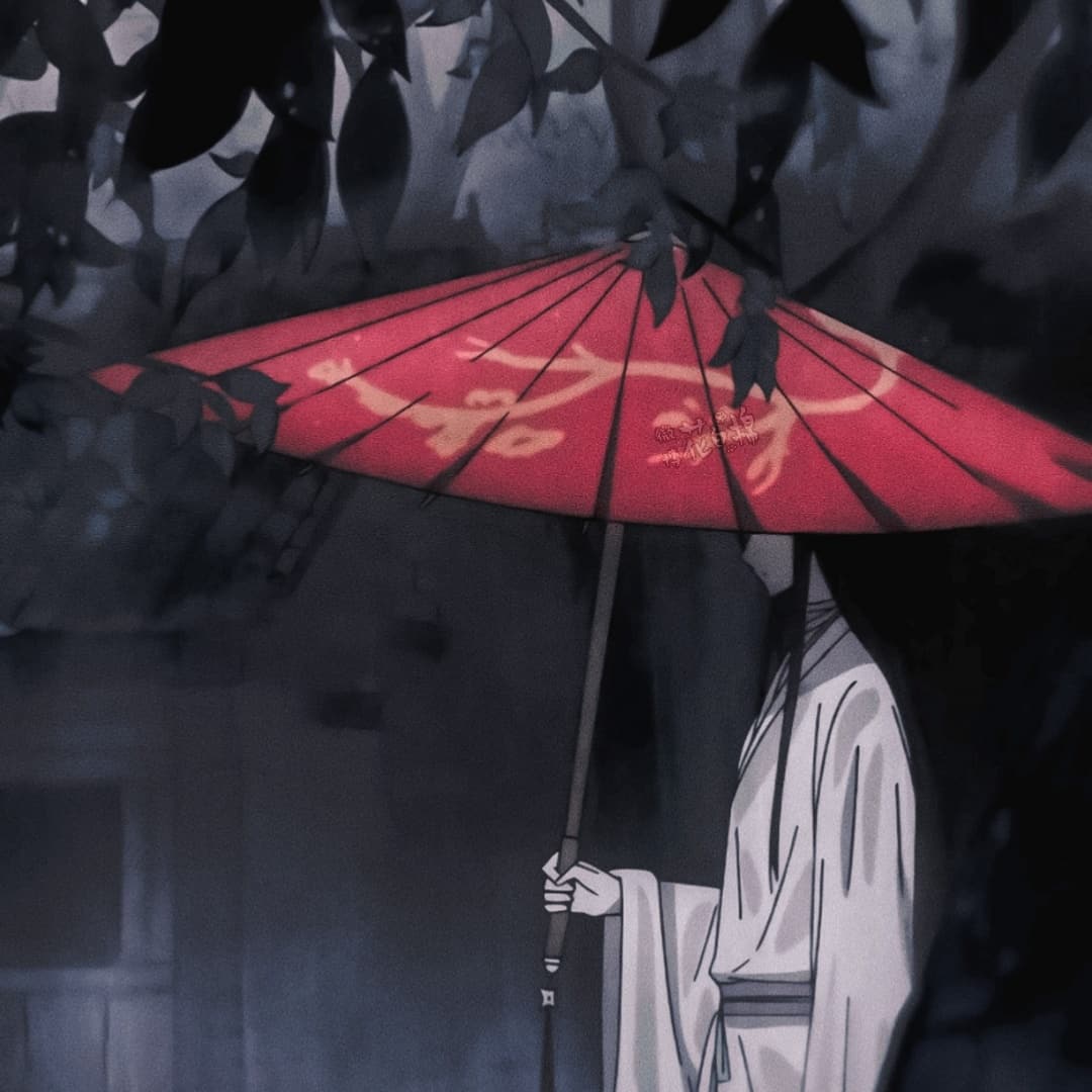 《天官赐福》谢怜 x 花城 阴郁悲伤的下雨天  打雨伞动漫人物头像_2