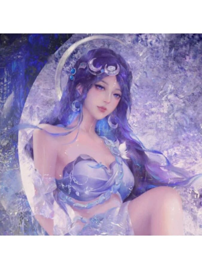 王者荣耀绝美海月高清微信头像 AI绘制漫画风月妹美图_8