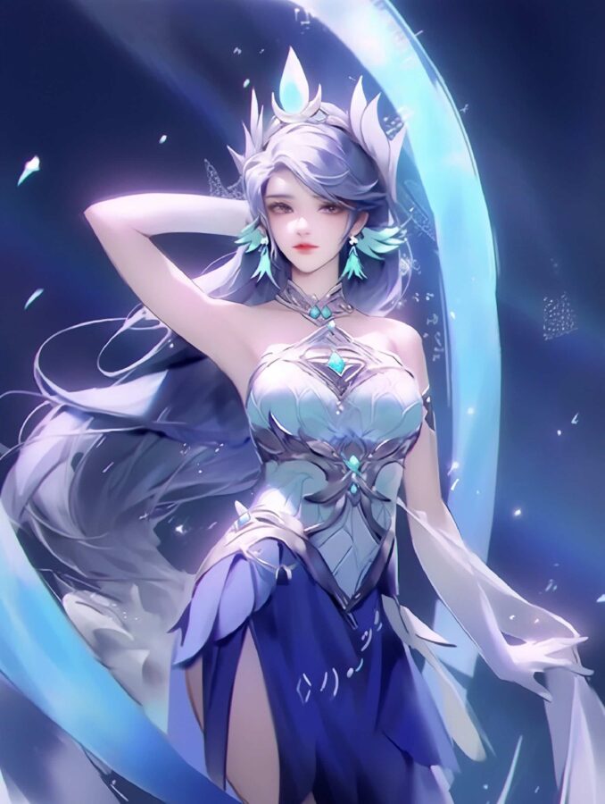 王者荣耀绝美海月高清微信头像 AI绘制漫画风月妹美图_19
