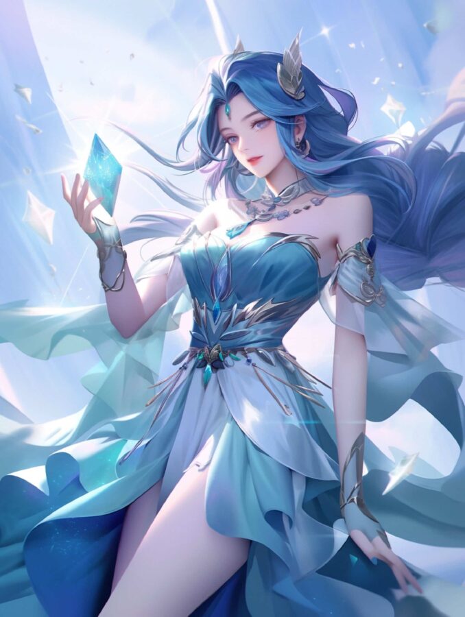 王者荣耀绝美海月高清微信头像 AI绘制漫画风月妹美图_21
