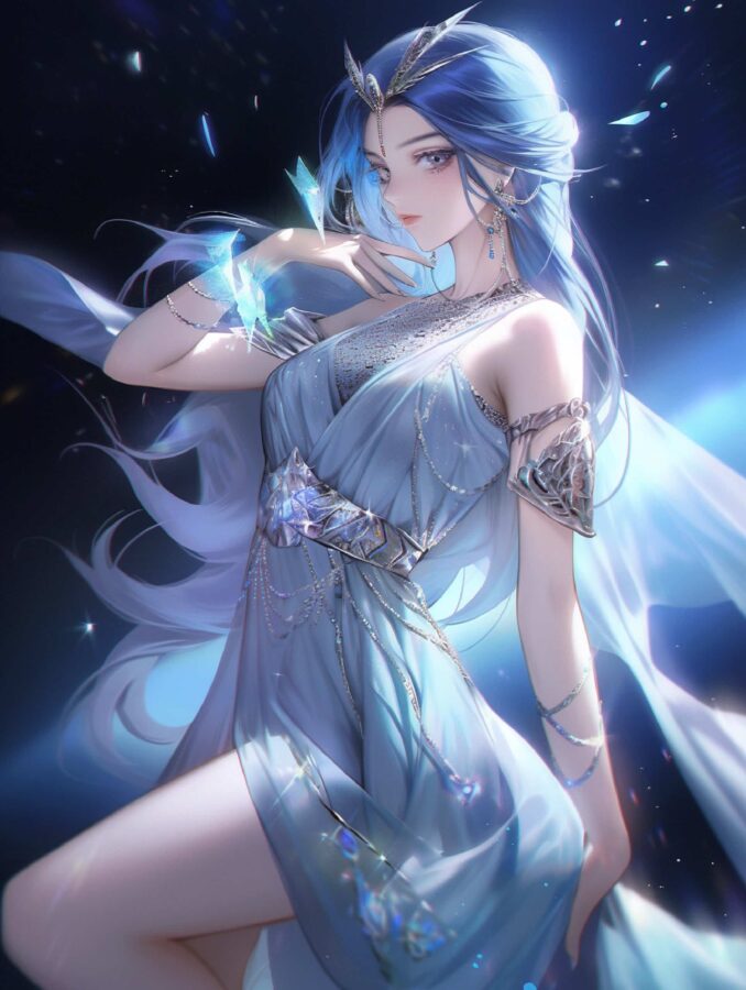 王者荣耀绝美海月高清微信头像 AI绘制漫画风月妹美图_22